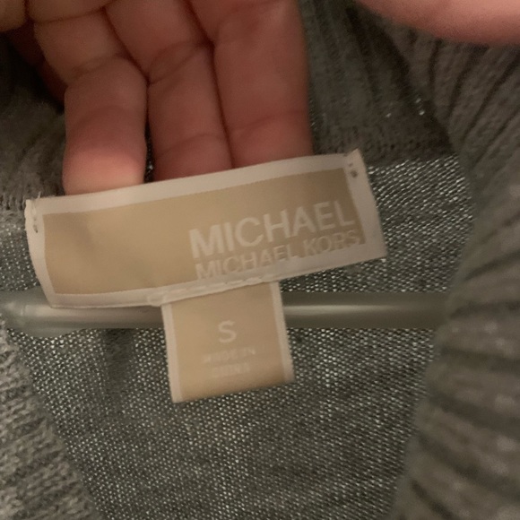 Michael Kors gray cowl neck sweater with fringe - Picture 2 of 4